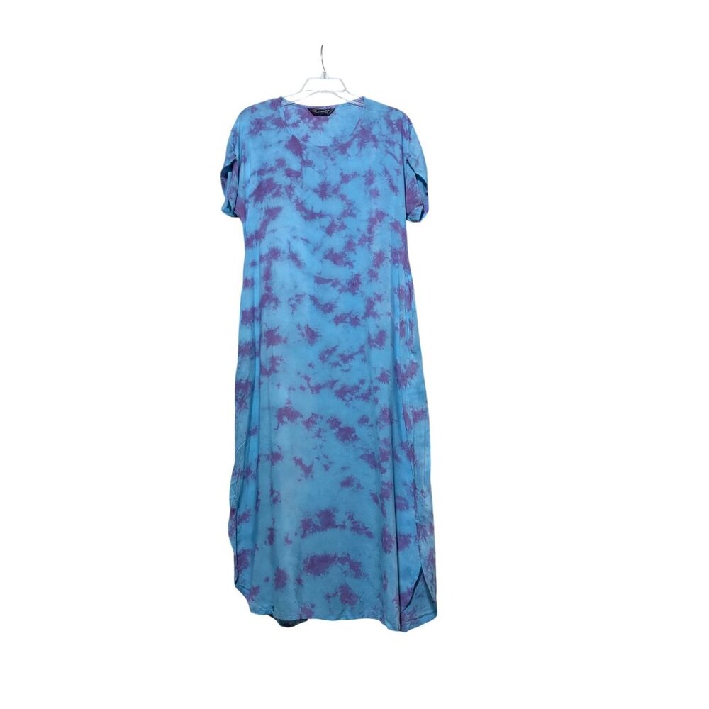 Vintage Shore Drive Tie Dye Maxi Dress XL Pockets Resort Cruise Beach Cover Up